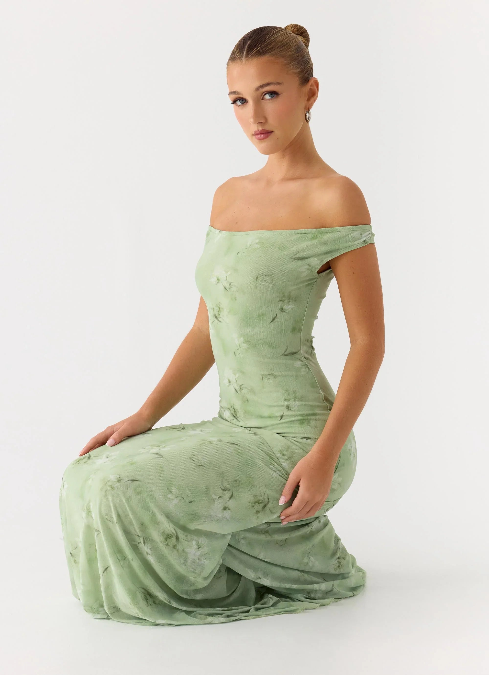 Wasting Time Maxi Dress - Blurred Lime