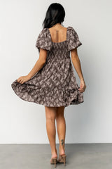 Anastasia Bow Short Dress | Dusty Clove Print