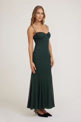 Monet Mesh Maxi Dress-Scarab Green